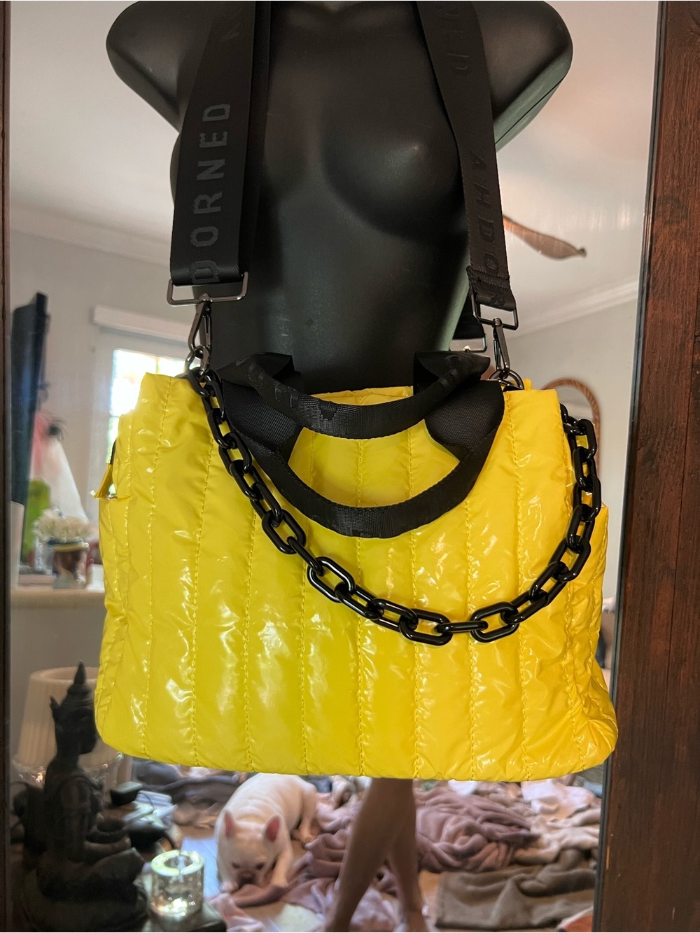 Ahdorned Yellow ‘Liquid’ Quilted Crossbody bag Read Description